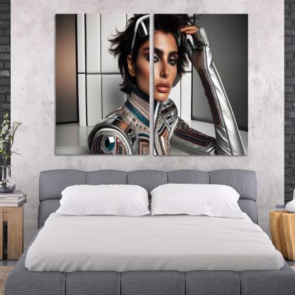 Retro Futurism Fashioning the Future 2 Piece HD Canvas Wall Art-Original Frame