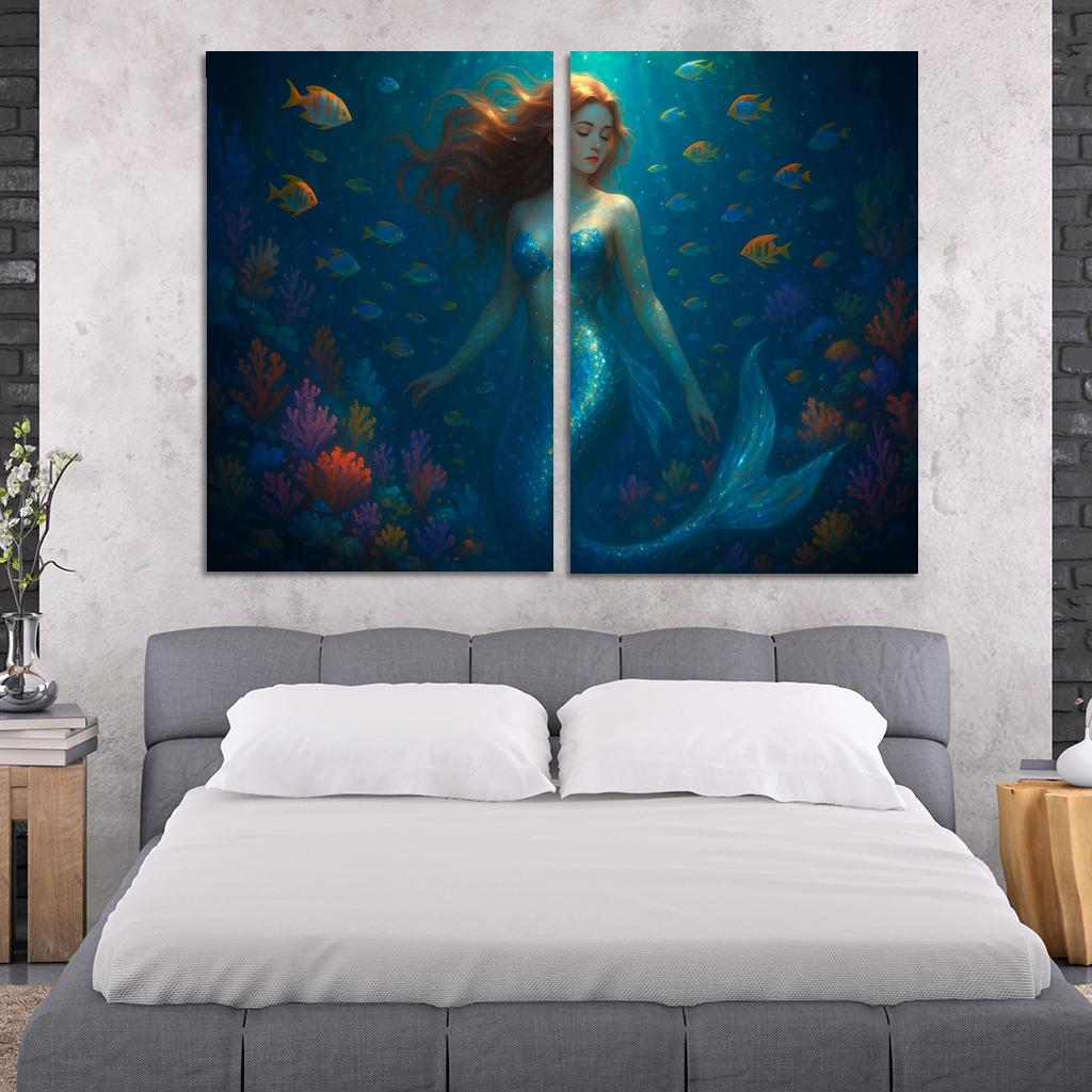 Magical Mermaid - Underwater Fantasy Tale Framed Paintings