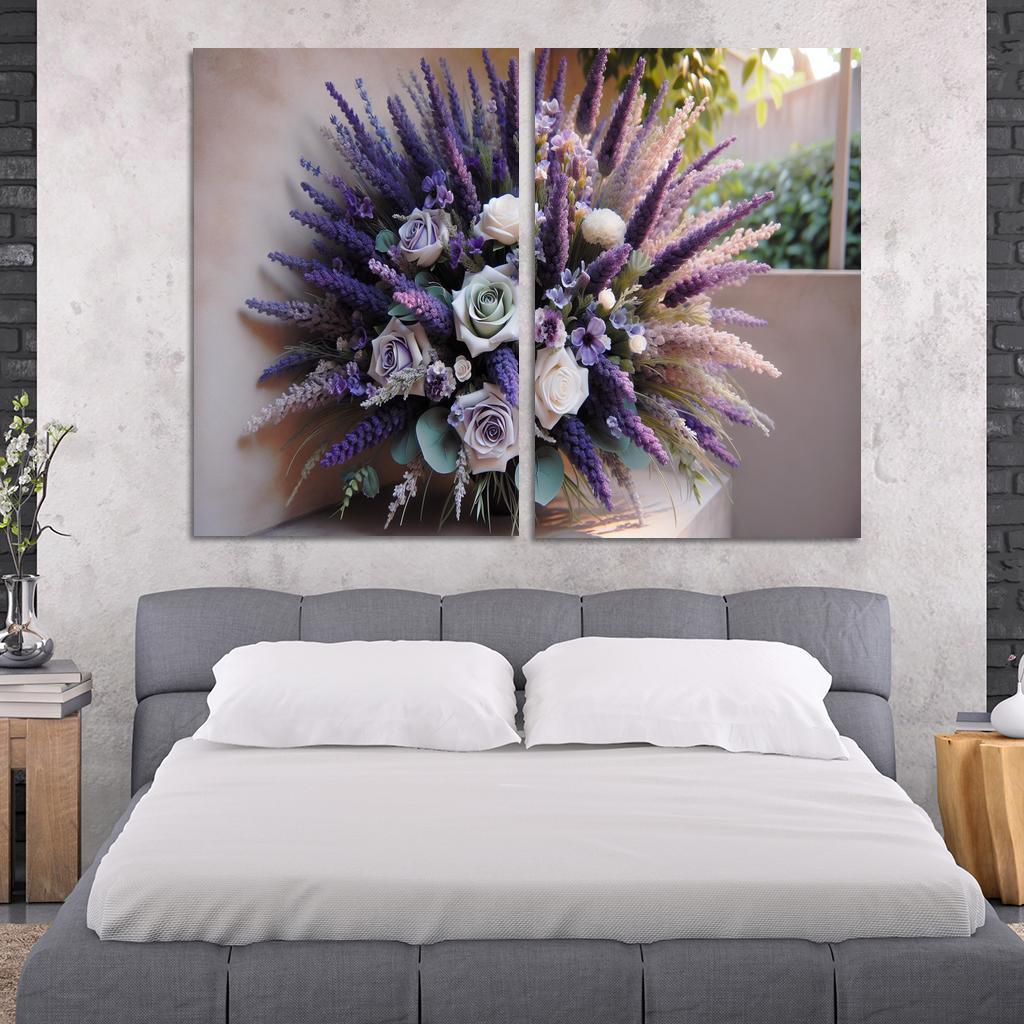 Lavender Dreams A Calming Floral Design 2 Piece HD Canvas Wall Art-Original Frame