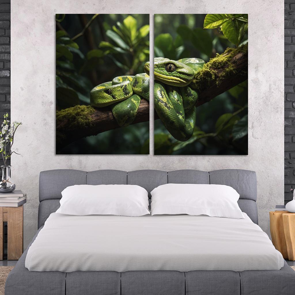 The Striking Green Tree Python Nature's Gem Oil Paintings Frame