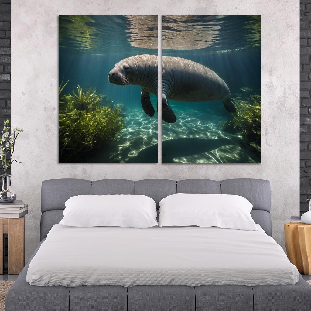 The Mysterious Manatee Gentle Giant Of The Waters Modern Paintings Frame