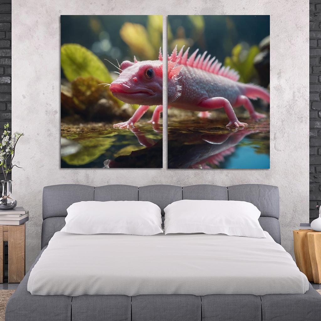 The Luminous Axolotl Underwater Marvel Of Regeneration Modern Paintings Frame