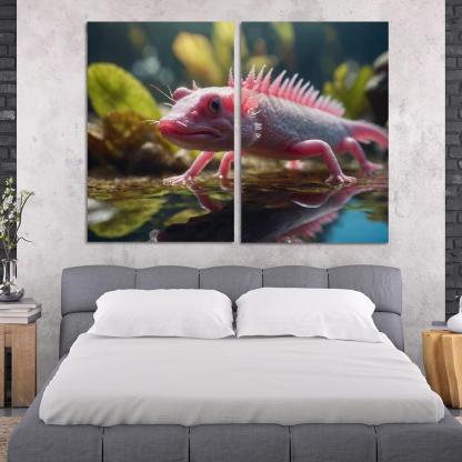 The Luminous Axolotl Underwater Marvel Of Regeneration Modern Paintings Frame