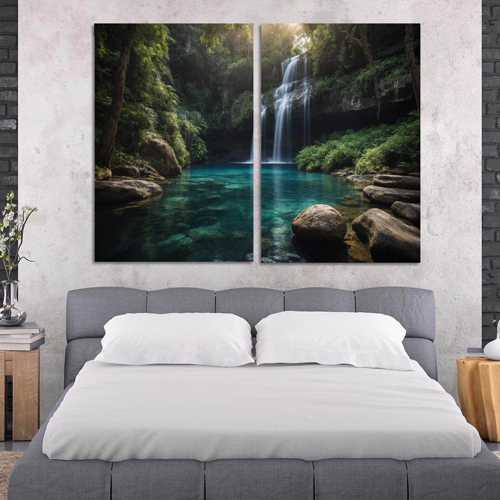 The Cascade Falls Of Sapphire Brook Modern Paintings Frame