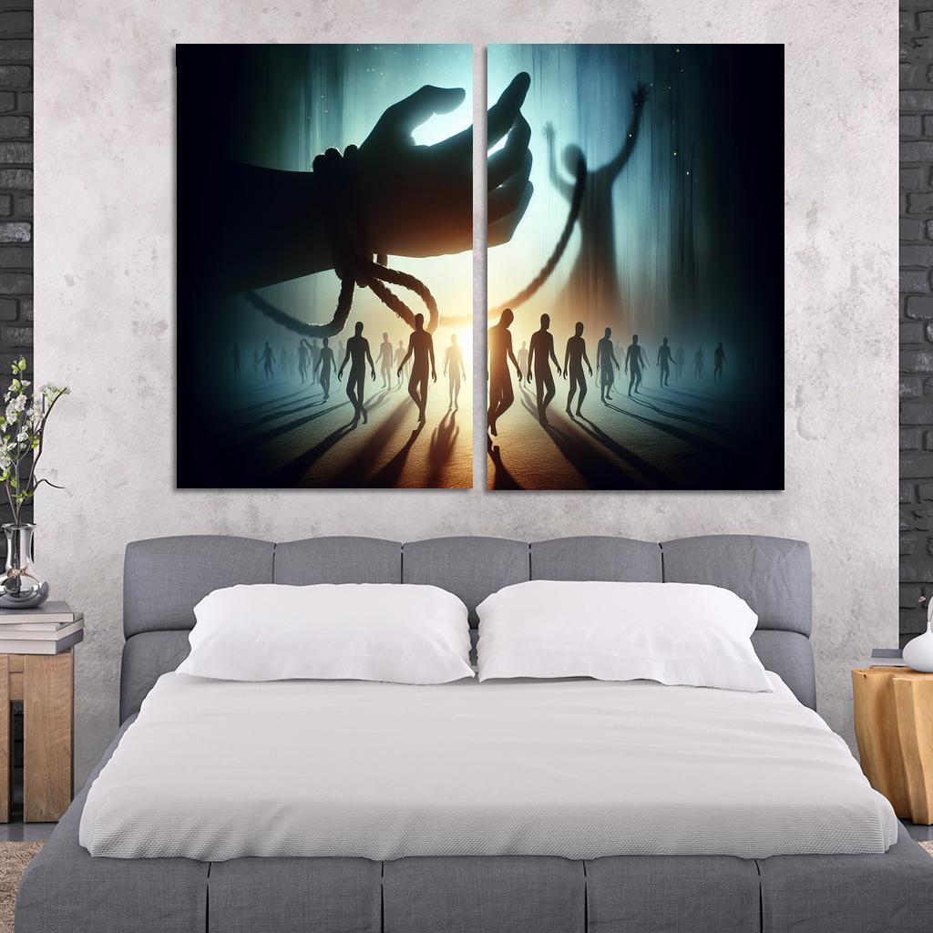 Invisible Threads Art on Human Trafficking Awareness 2 Piece HD Canvas Wall Art-Original Frame