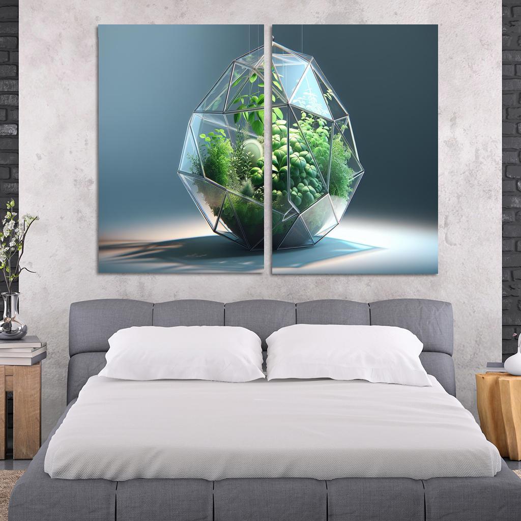 Sculptural Glass Terrarium 2 Piece HD Canvas Wall Art-Original Frame