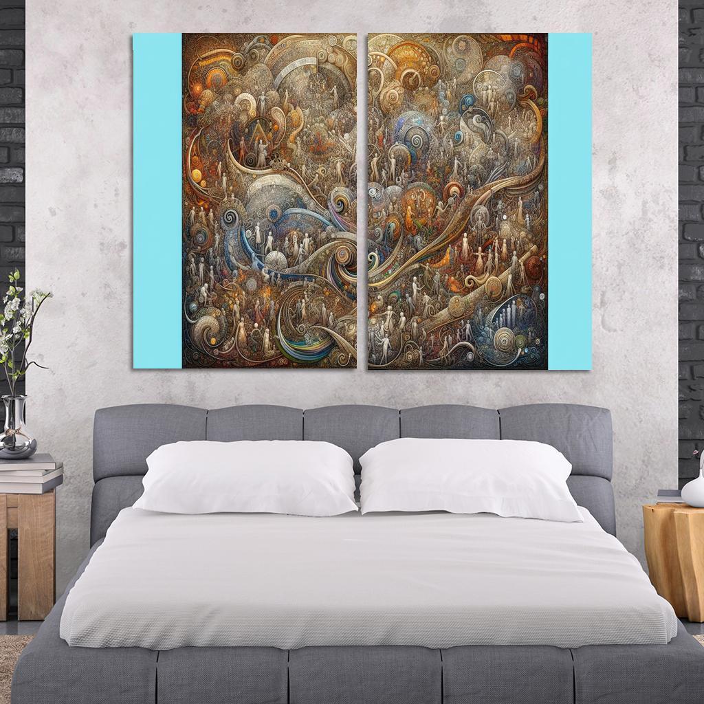 Interwoven Stories of Existence 2 Piece HD Canvas Wall Art-Original Frame