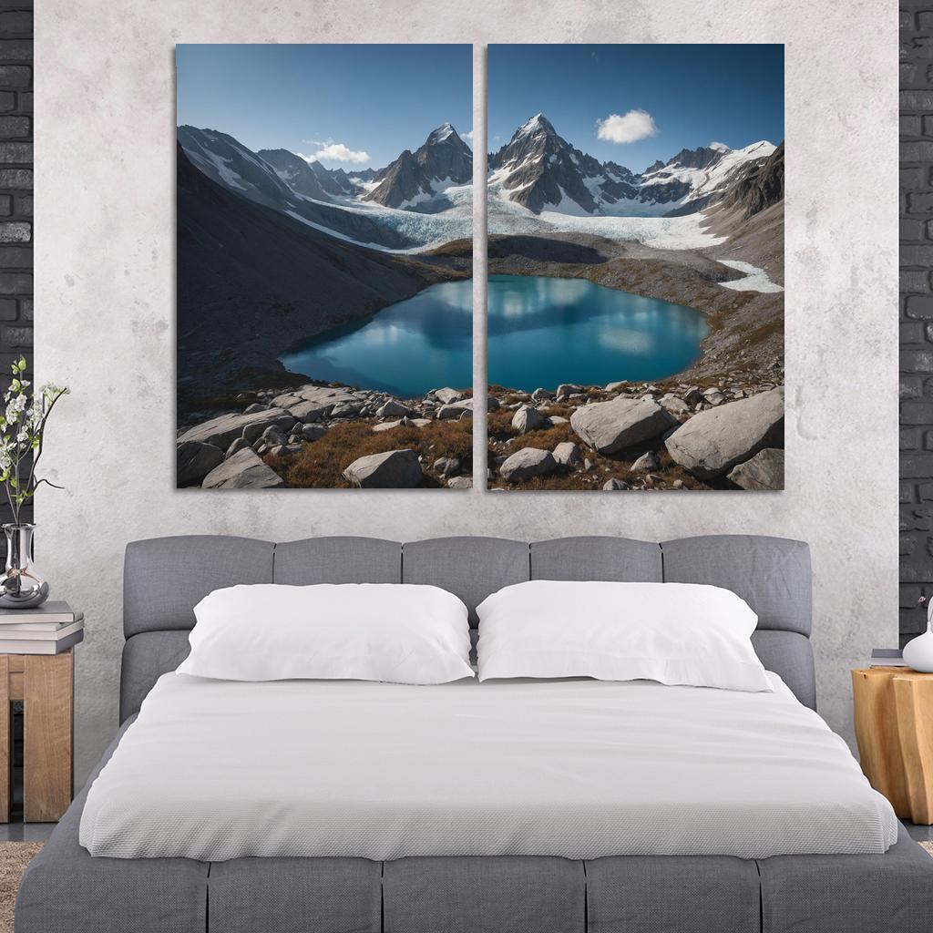 The Majestic Peaks Of Glacier Ridge Modern Paintings Frame