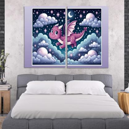 Dreamy Dragon 2 Piece HD Canvas Wall Art-Original Frame