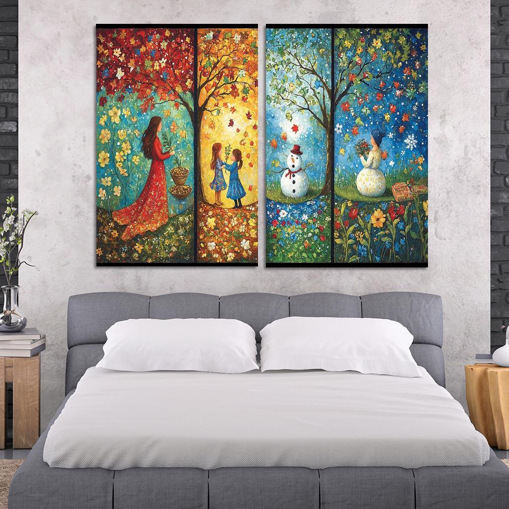 Seasons Of Growth Nurtured By A Mothers Care Custom Paintings Frame