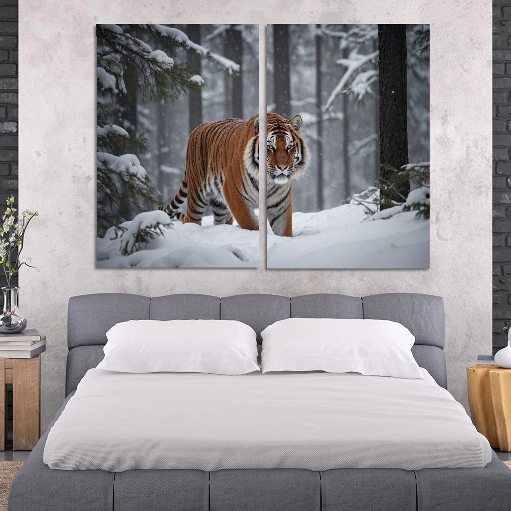 The Powerful Siberian Tiger The Forest's Ghost Canvas Paintings Frame