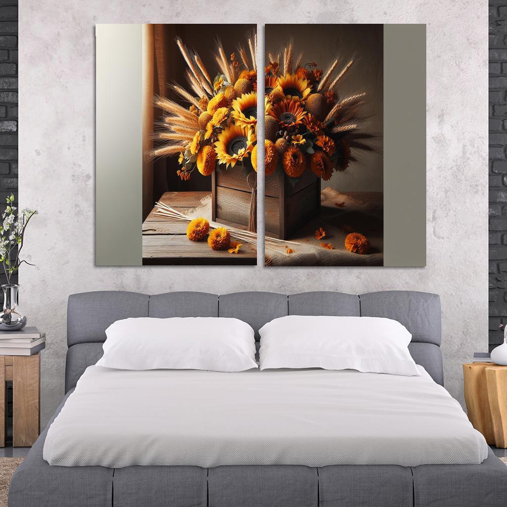 Rustic Charm A Harvest-Themed Centerpiece 2 Piece HD Canvas Wall Art-Original Frame