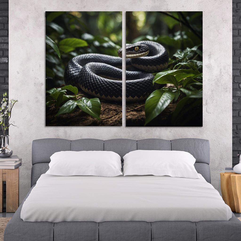 The Striking King Cobra In A Rainforest Setting Framed Paintings
