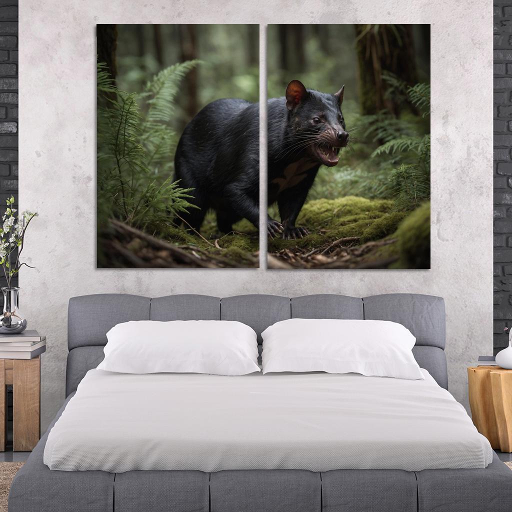 The Striking Tasmanian Devil In The Wilderness Framed Paintings