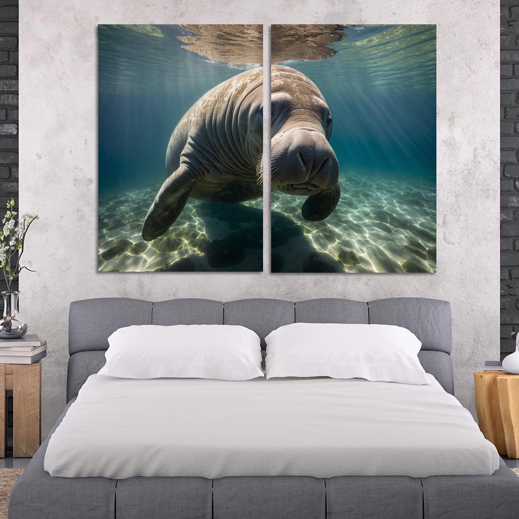 The Mysterious Manatee In Coastal Waters Framed Paintings