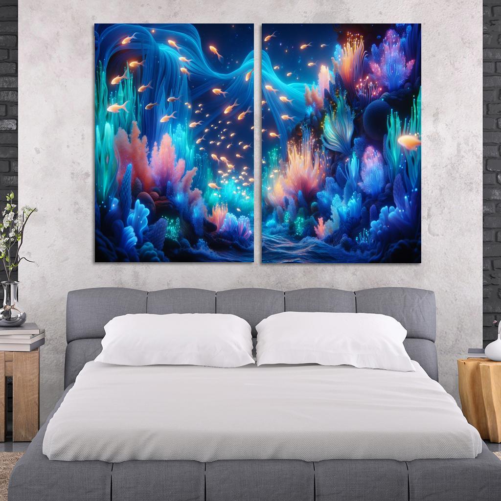 The Luminescent Depths 2 Piece HD Canvas Wall Art-Original Frame