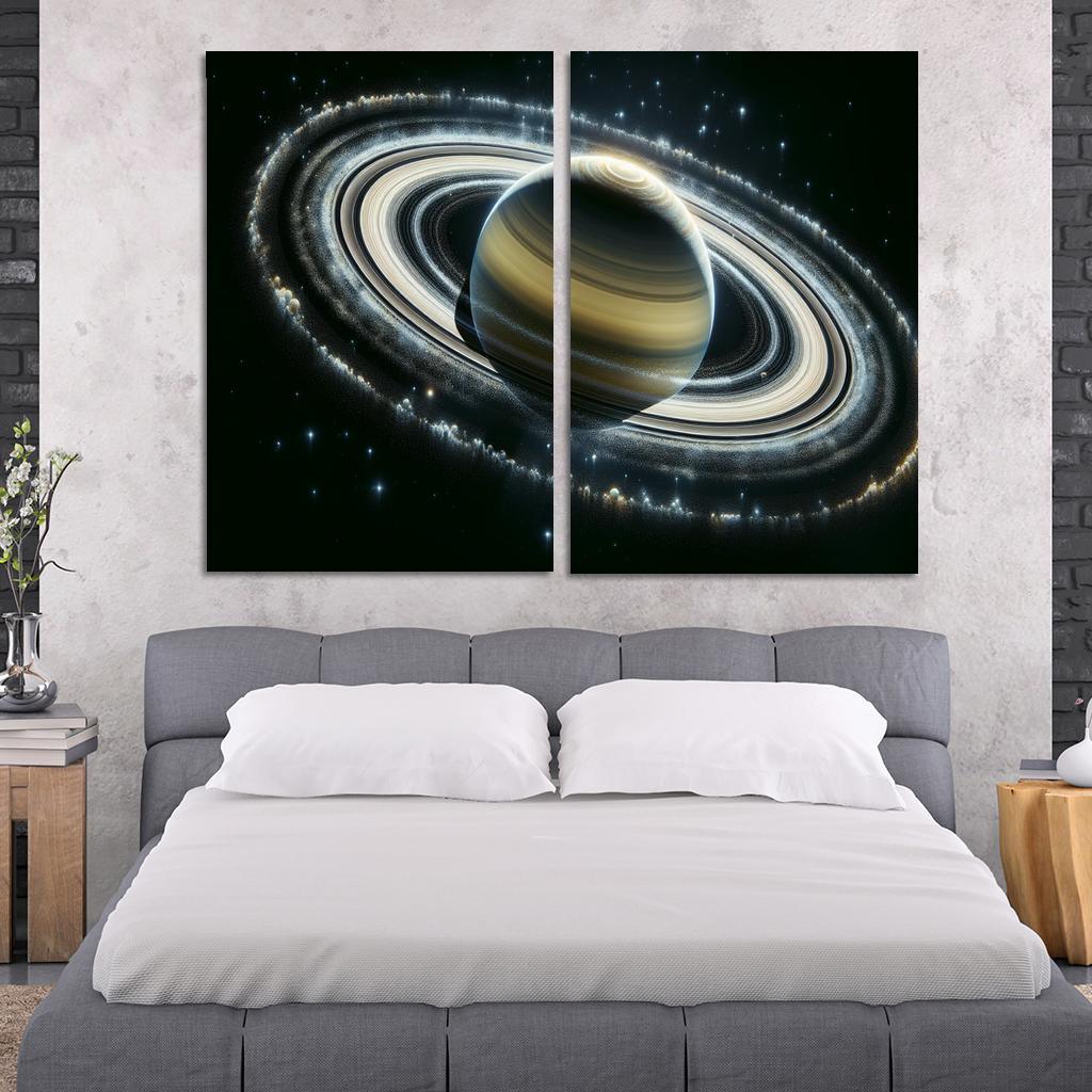 The Secrets of Saturn's Faint Rings 2 Piece HD Canvas Wall Art-Original Frame