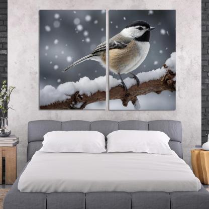 The Elegant Black-capped Chickadee In The Winter Canvas Paintings Frame