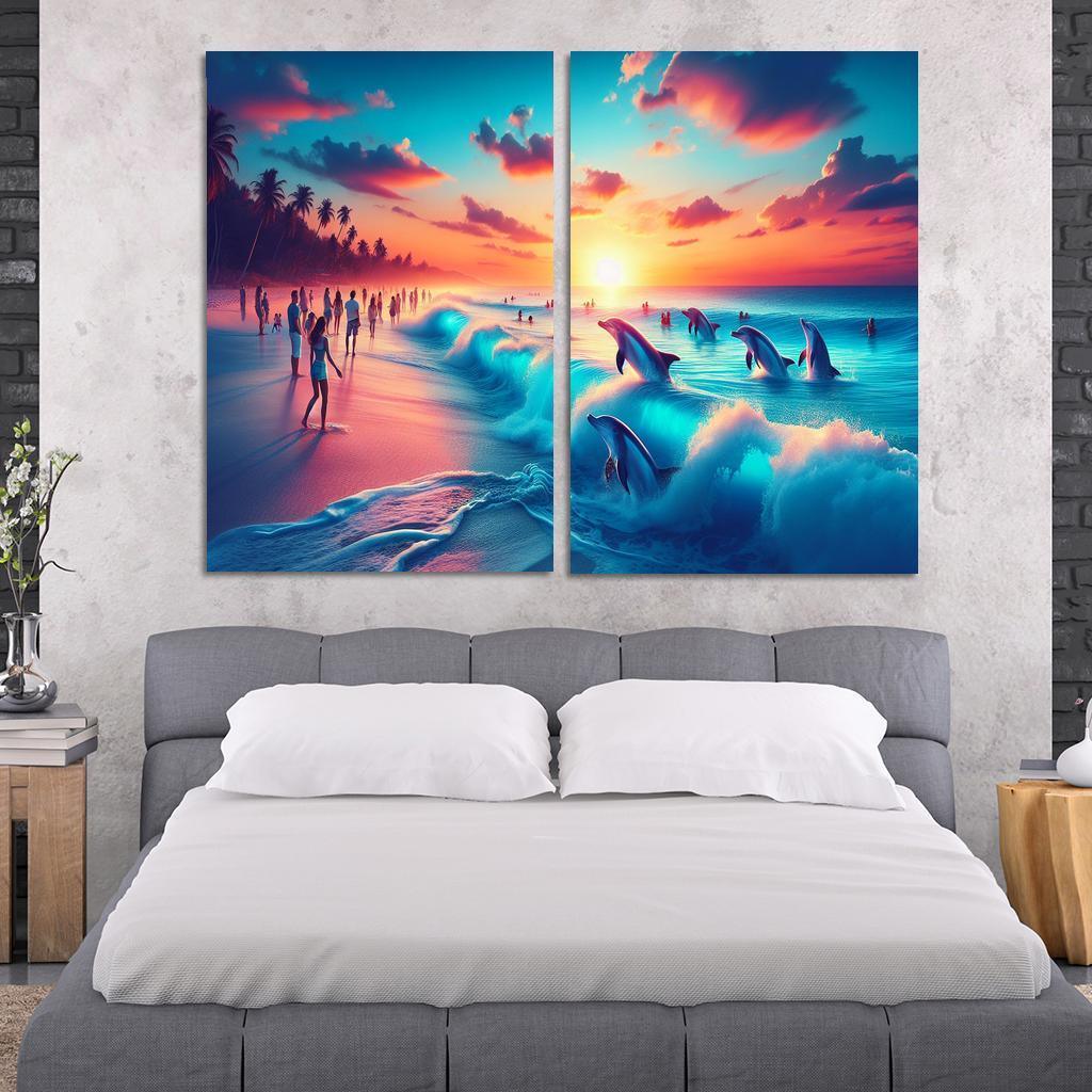 Cerulean Bliss Sunset And Wildlife Watching Premium Artwork Frames