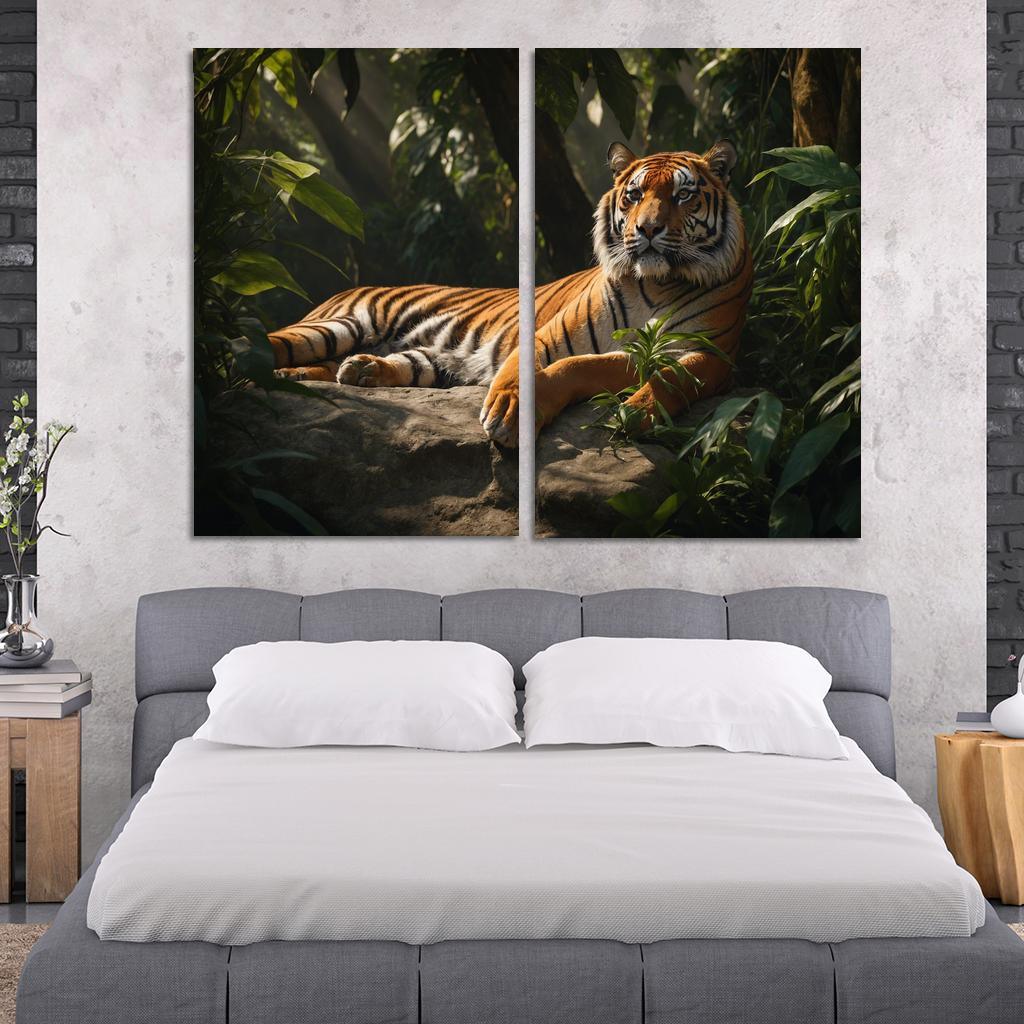 The Regal Bengal Tiger In The Jungle Canvas Paintings Frame
