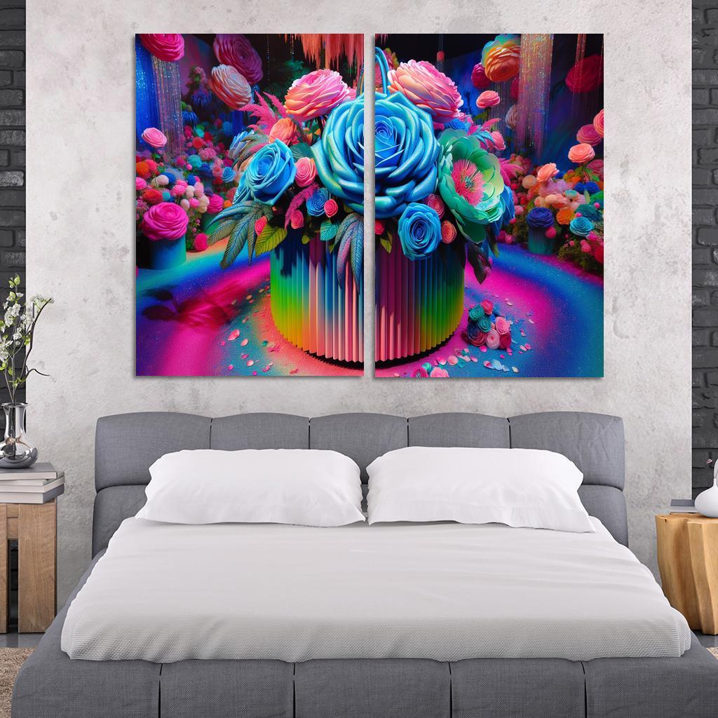Whimsical Wonderland A Fantasy Floral Journey Modern Paintings Frame