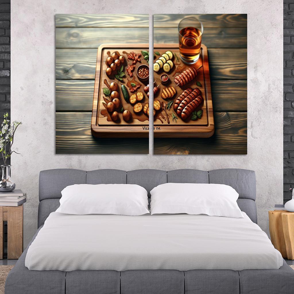 Artisan Wood Serving Board 2 Piece HD Canvas Wall Art-Original Frame