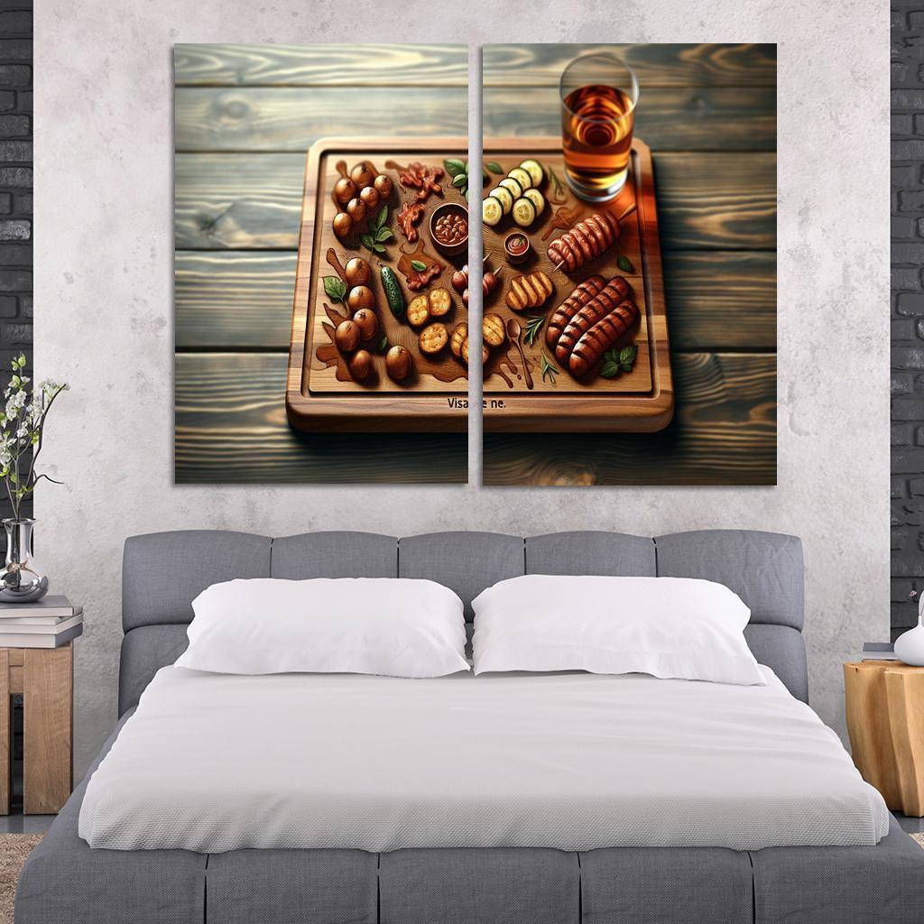 Artisan Wood Serving Board 2 Piece HD Canvas Wall Art-Original Frame