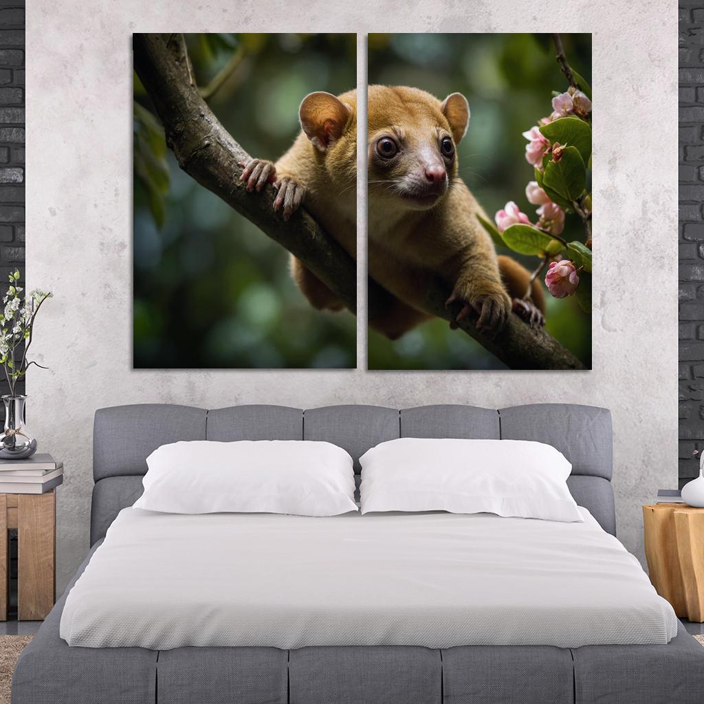 The Exotic Kinkajou In The Rainforest Canopy Framed Paintings