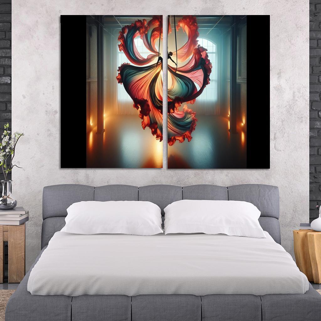 Aerial Silks Dance in the Air 2 Piece HD Canvas Wall Art-Original Frame