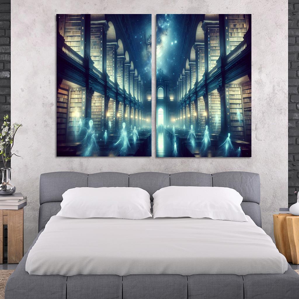 The Cosmic Library 2 Piece HD Canvas Wall Art-Original Frame