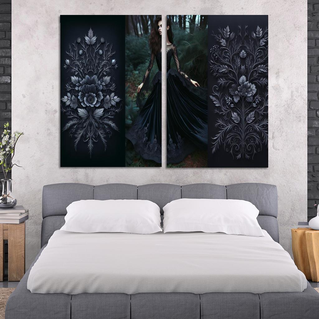 Gothic Romance Dark Elegance 2 Piece HD Canvas Wall Art-Original Frame