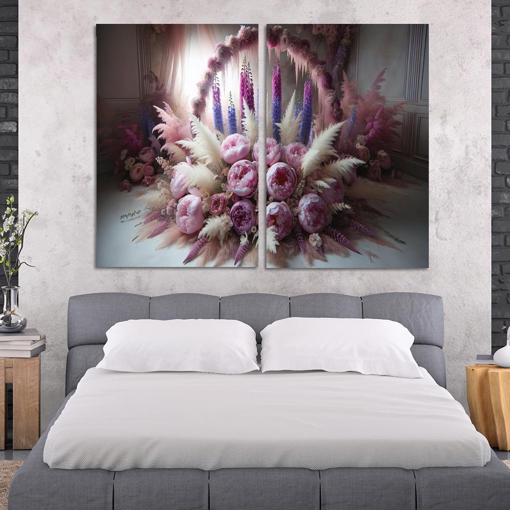 Ethereal Garden A Fairy Tale Floral Display 2 Piece HD Canvas Wall Art-Original Frame