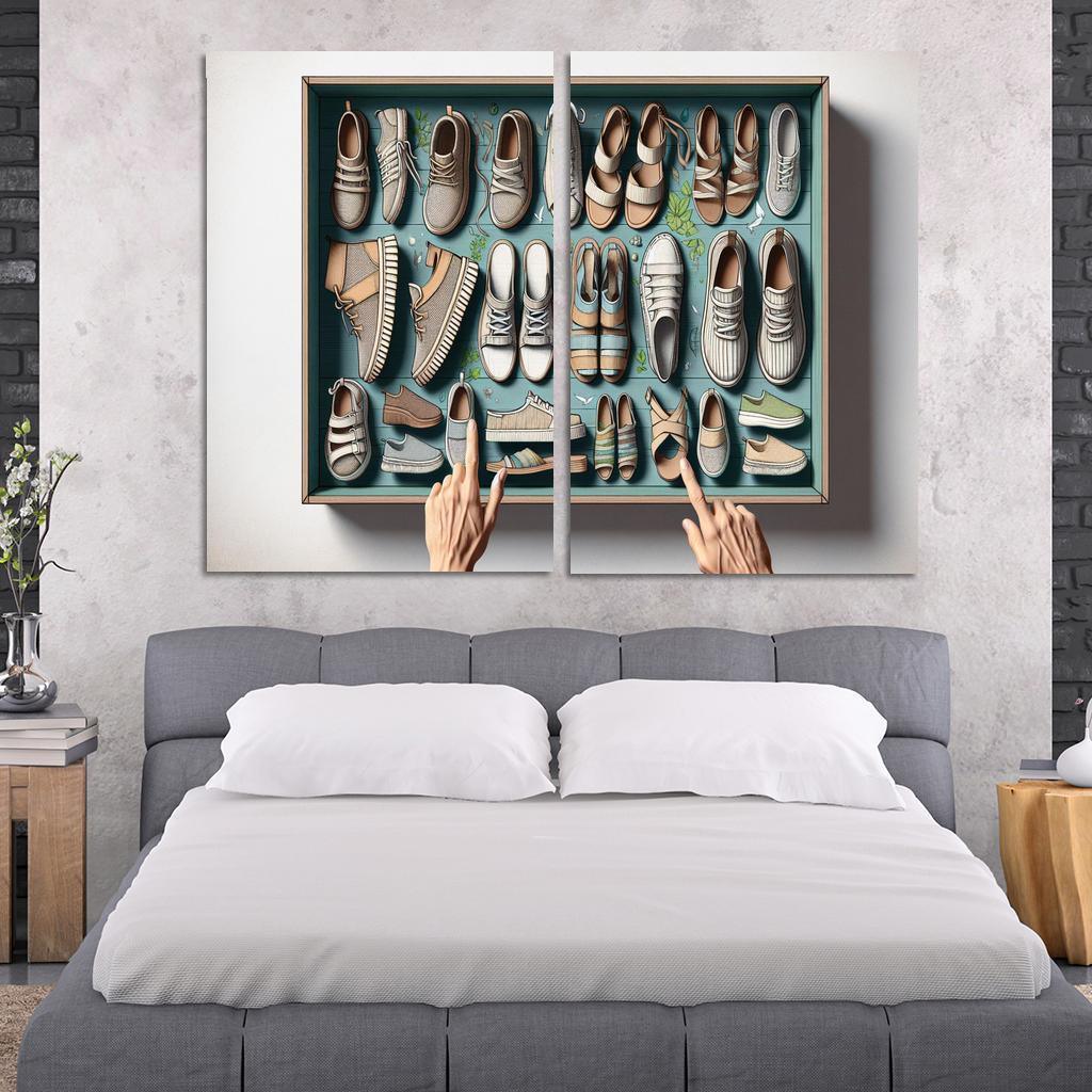 Sustainable Footwear Eco-Conscious Styles 2 Piece HD Canvas Wall Art-Original Frame