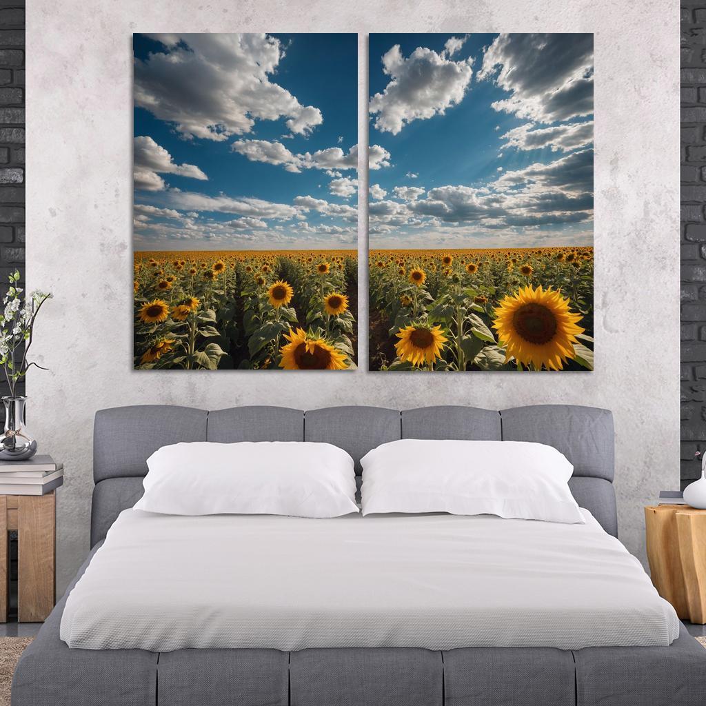 The Radiant Fields Of Golden Sunflowers Oil Paintings Frame