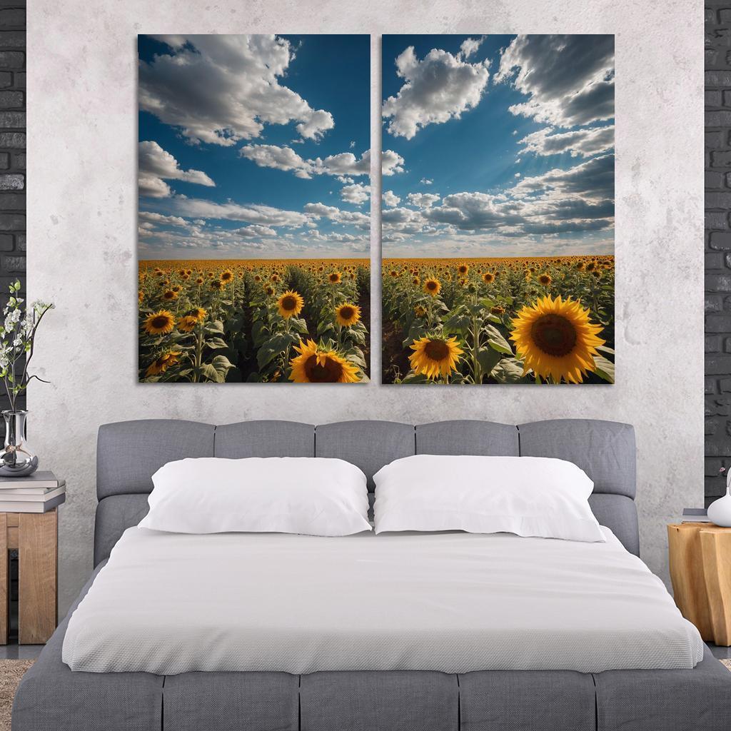 The Radiant Fields Of Golden Sunflowers Oil Paintings Frame