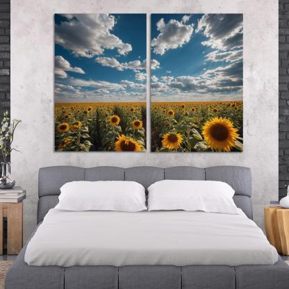 The Radiant Fields Of Golden Sunflowers Oil Paintings Frame