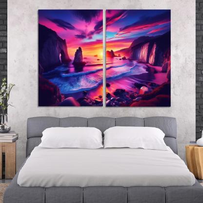 Crescent Bay Sunset Retreat Abstract Paintings Frame