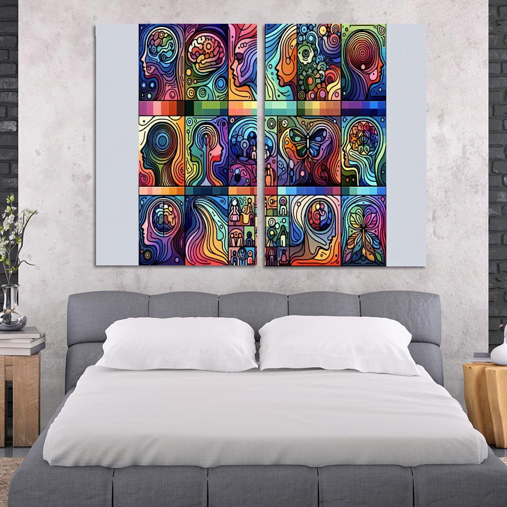 Awakening Awareness Mental Health Advocacy Through Art Multi-panel Paintings