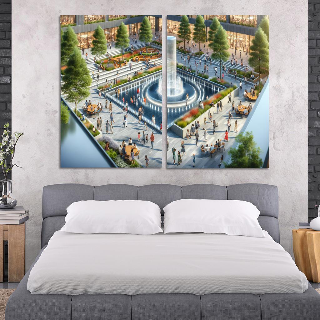 Dynamic Urban Water Features Custom Paintings Frame