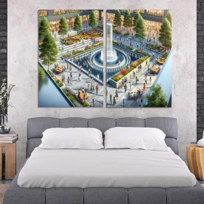 Dynamic Urban Water Features Custom Paintings Frame