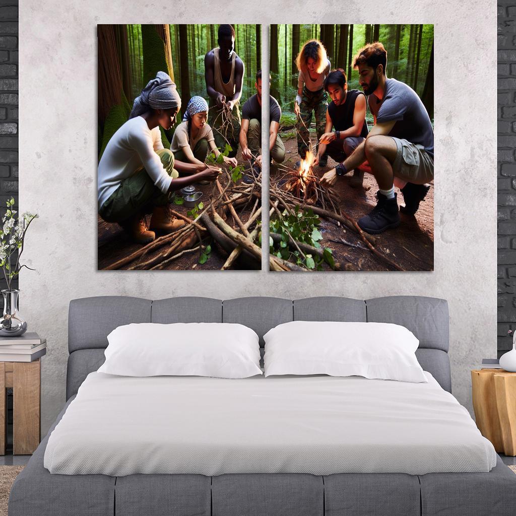 Wilderness Survival Learn the Art of Survival Skills 2 Piece HD Canvas Wall Art-Original Frame