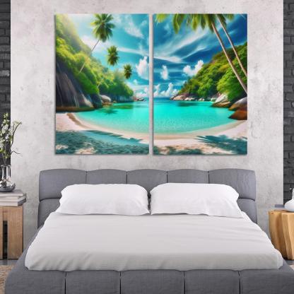 Whispering Palms Cove 2 Piece HD Canvas Wall Art-Original Frame