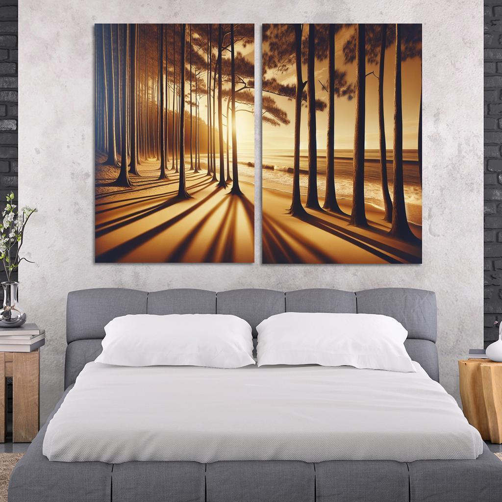 Whispering Pines Forest Meets Shore Abstract Paintings Frame