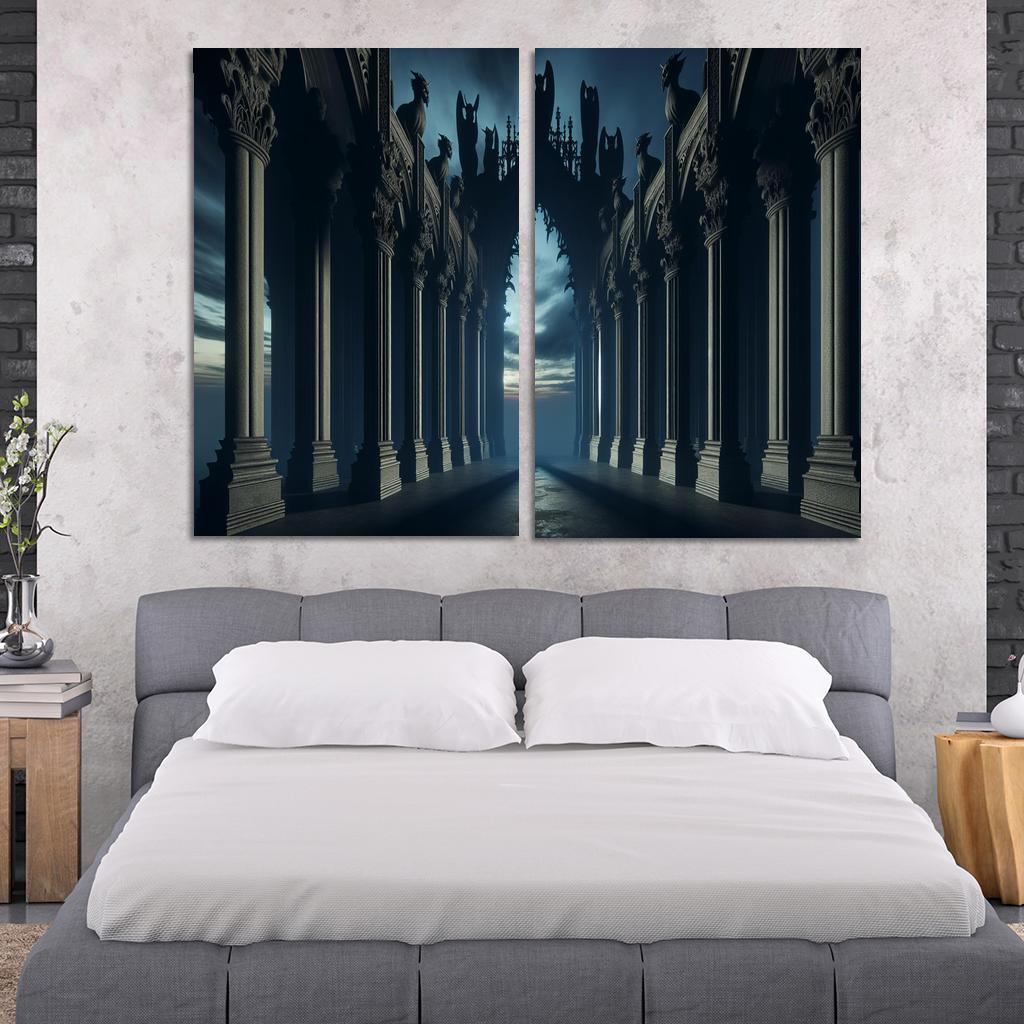Sinister Arches The Gateway to the Unknown 2 Piece HD Canvas Wall Art-Original Frame