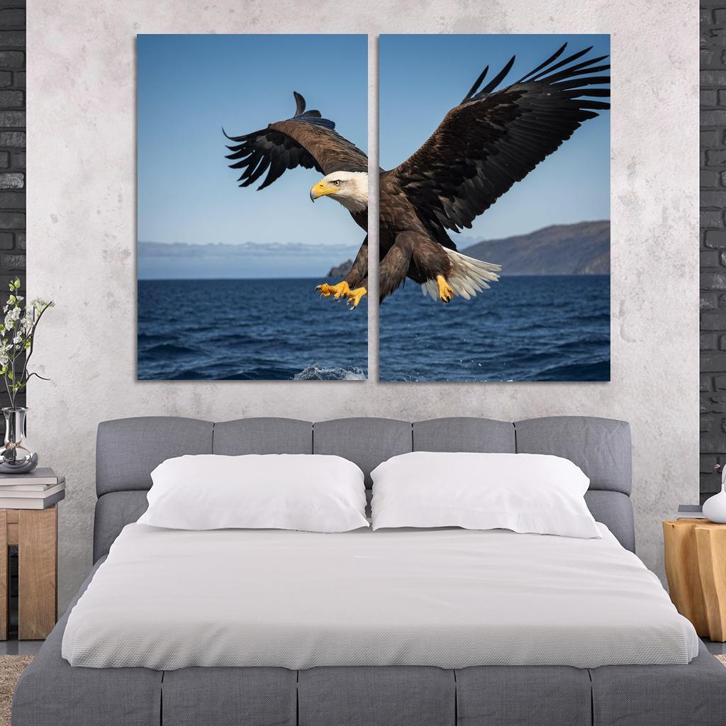 The Majestic Steller's Sea Eagle By The Sea Framed Paintings