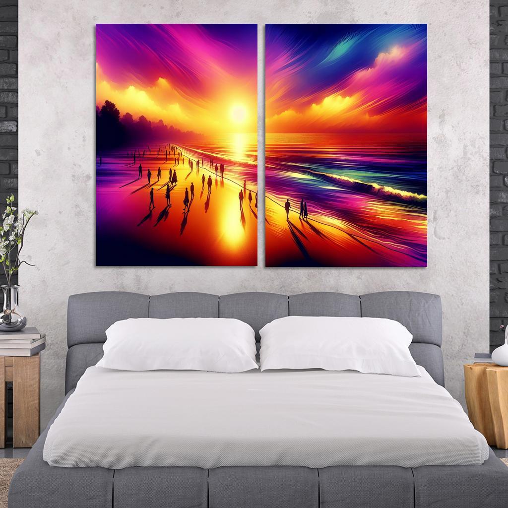 Shimmering Sands Sunset Beachwalks Abstract Paintings Frame