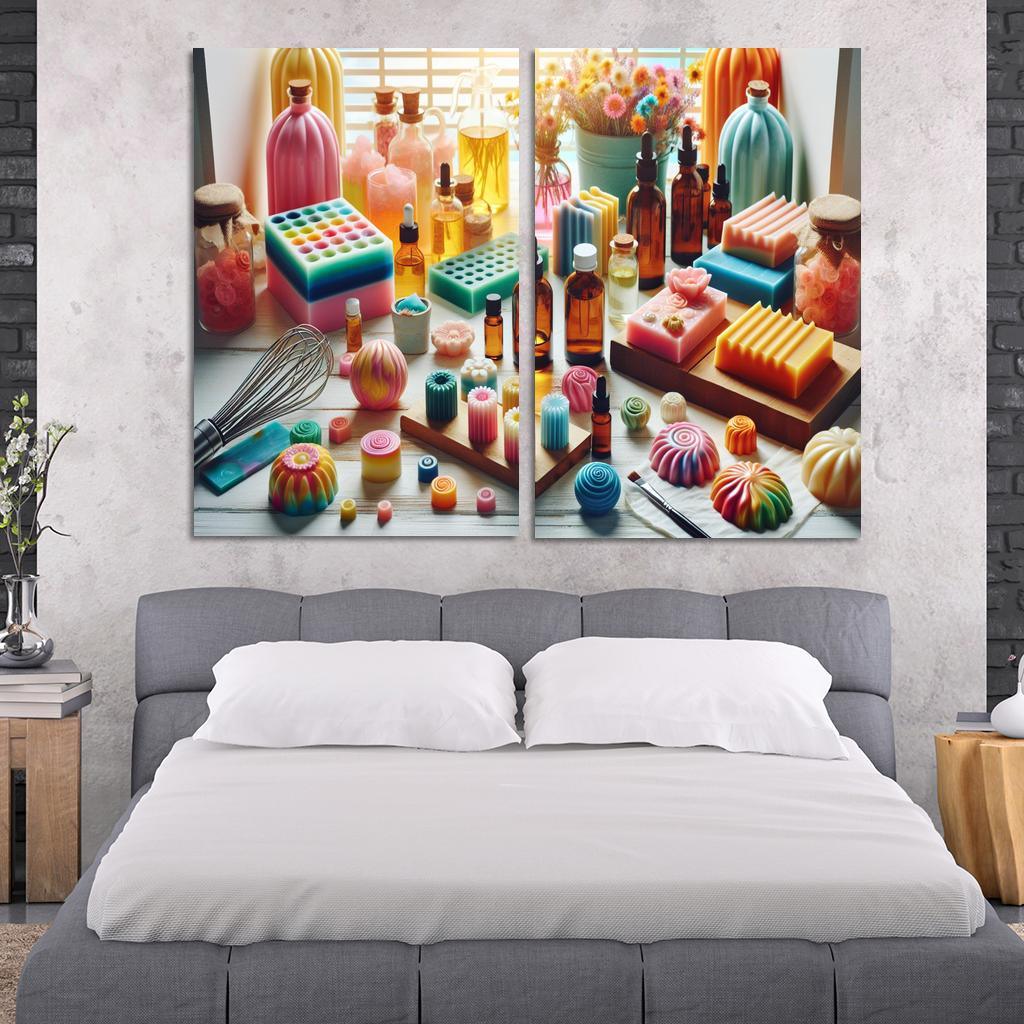 Soap Making Craft Your Own Luxurious Cleansers 2 Piece HD Canvas Wall Art-Original Frame
