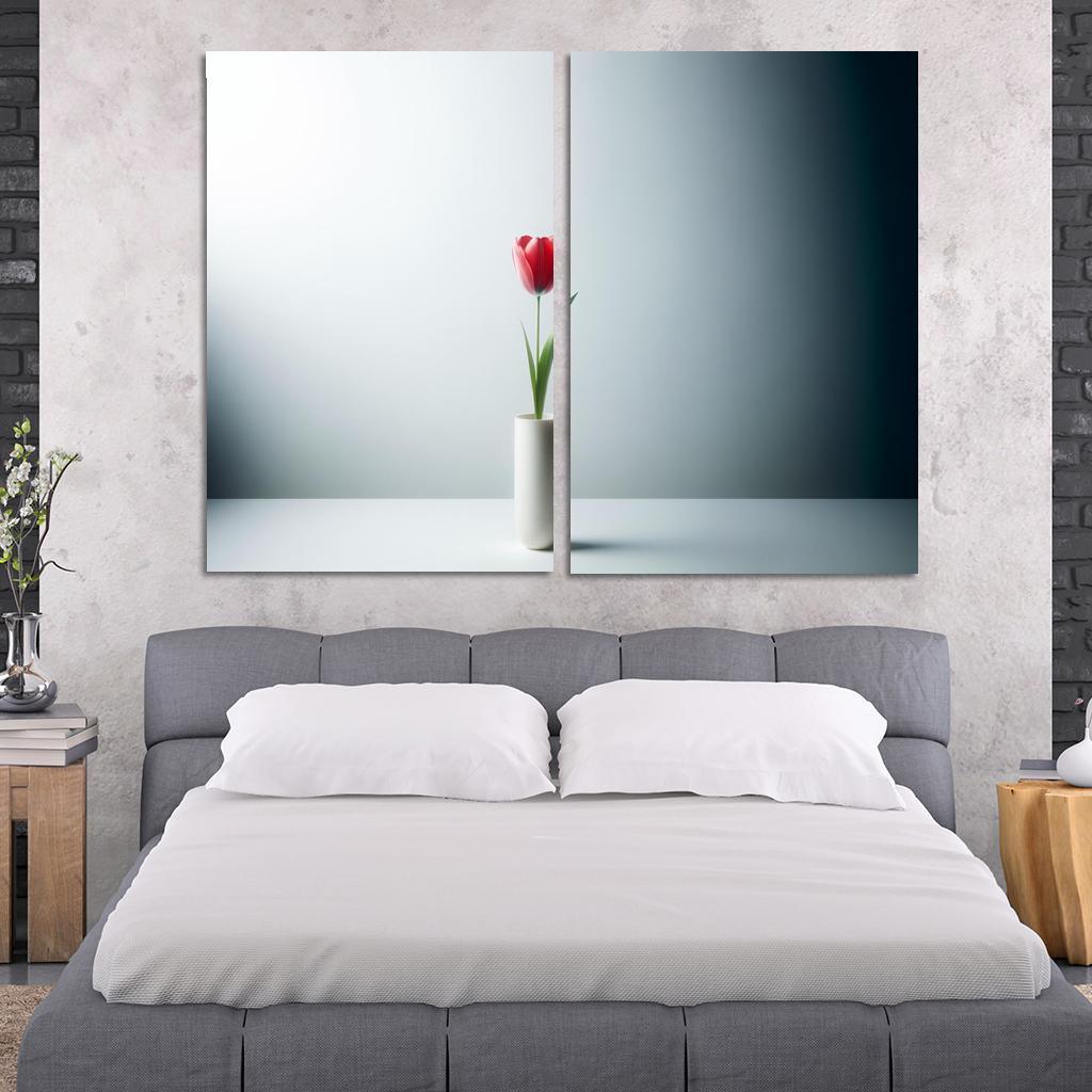 Botanical Minimalism A Single Stem Elegance 2 Piece HD Canvas Wall Art-Original Frame