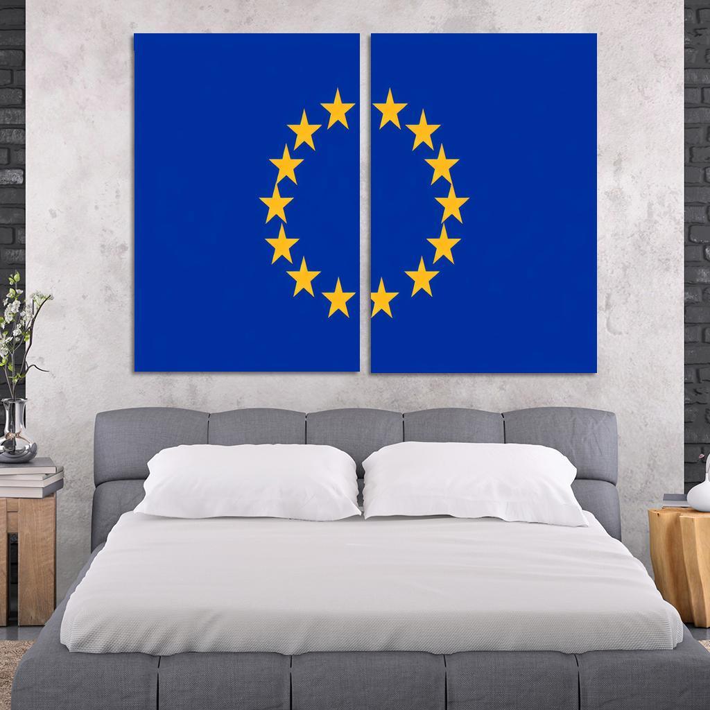 Symbol of Innovation The Flag of the European Union 2 Piece HD Canvas Wall Art-Original Frame