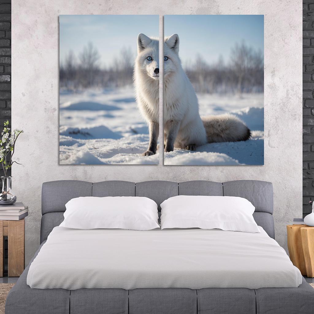 The Elusive Arctic Fox In Winter Wonderland Canvas Paintings Frame